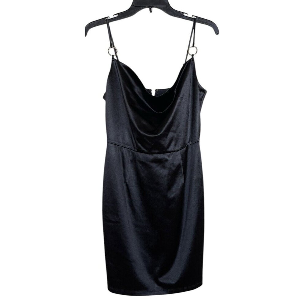 BeBe Dress Womens Size Small S Black Satin Sleeveless Ladies‎ Glam